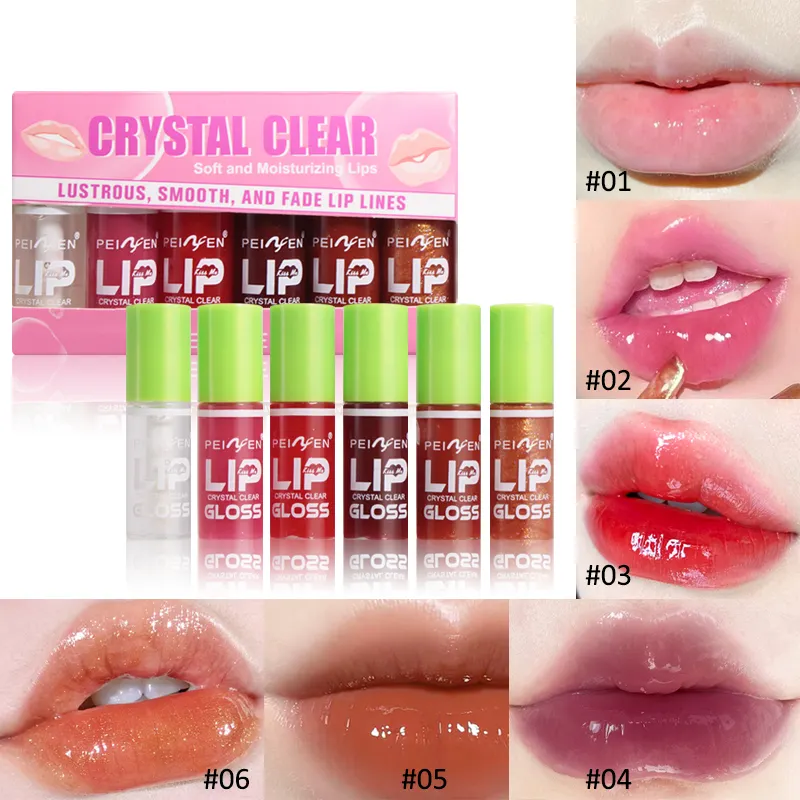PNF Set Lip Glaze hijau grosir, Lip Gloss Lipstik cermin kabut air anti lengket Lipgloss