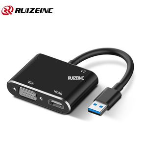 Convertidor de video de alta definición USB3.0 a HD + VGA USB 1 en 2 a puerto dual La misma salida con audio - Product Image 1