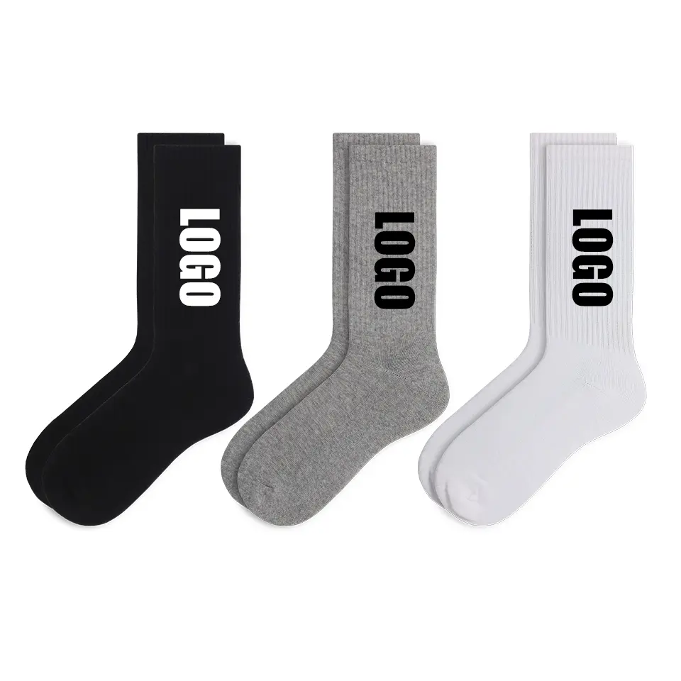 2023 high quality low MOQ 100% custom made cotton socks custom design logo crew men's socks logo Custom socks