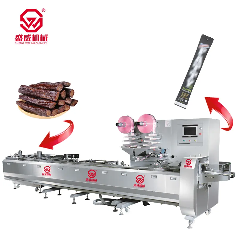 Shengwei máquina de embalagem de carne, máquina de embalagem de carne salsicha biscoitos, tira de gelatina