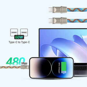 <strong>2</strong> <strong>in</strong> <strong>1</strong> 60W Fast Charger Cable Braided Wrist Lanyard with 3A USB Charging Pure Copper Mobile Phone Carrying USB C Type-C Lighting - Product Image 4