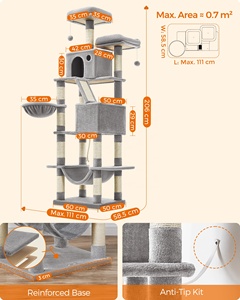 费安德里亚多层猫树室内猫公寓206厘米大型猫塔，带13个抓挠柱 - Product Image 6