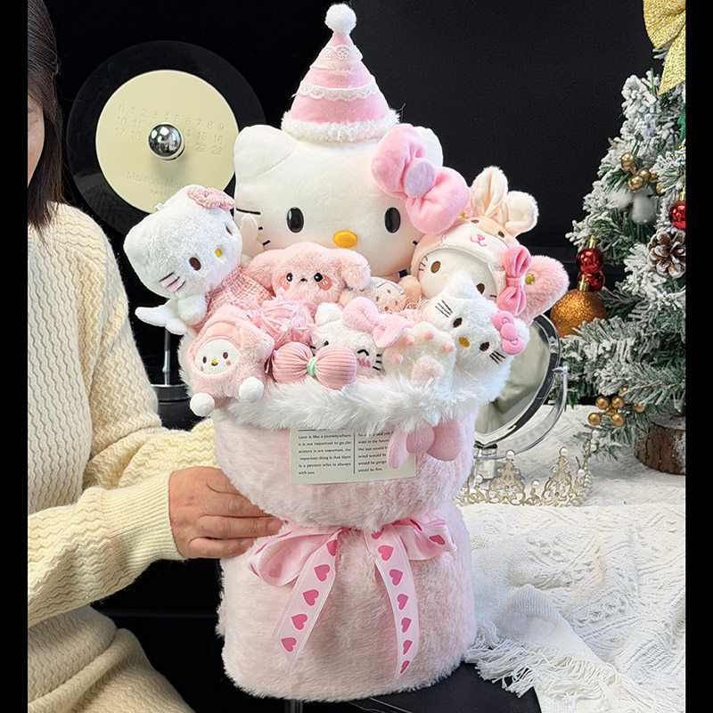 Pink hat kt-round large gift bag-string lights