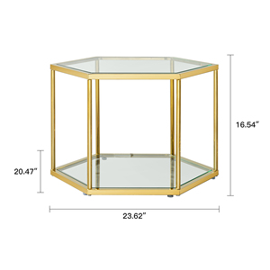 现代北欧风格六角形茶几玻璃和不锈钢简易茶几小公寓阳台 - Product Image 4