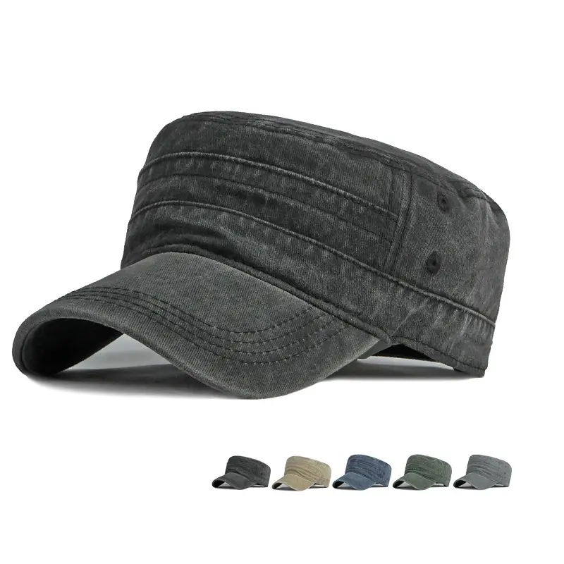 Sombrero plano para hombre, gorra de primavera y verano lavada, versión coreana antigua, informal, color sólido, tendencia, parasol