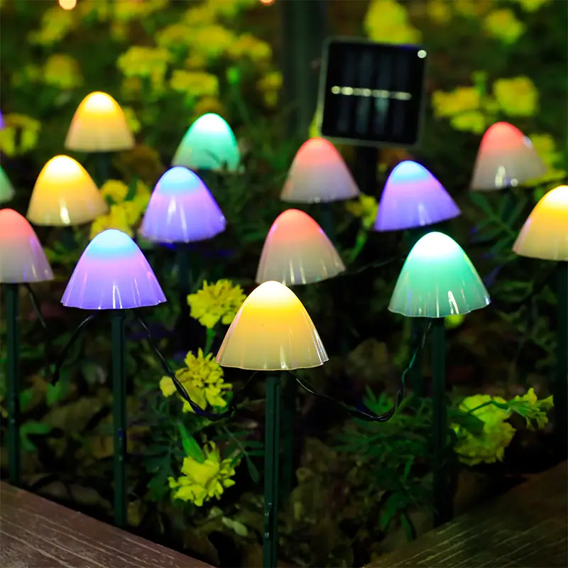 Lampu LED jamur warna-warni matahari kedap air luar ruangan untuk dekorasi taman
