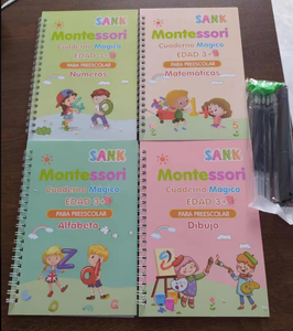 จม2025สำหรับหนังสือมายากล4สมุดลอกแบบนำกลับมาใช้ใหม่ได้หนังสือลายมือสำหรับเด็กเรียนรู้ภาษาอังกฤษสเปนตัวเลขตัวอักษรทำคงทน PA - Product Image 1