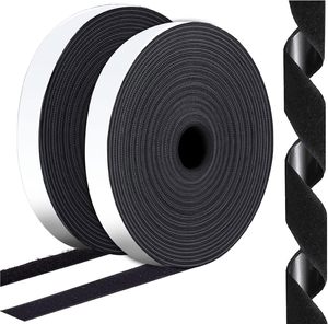 Tira de gancho y bucle negra 2,54, con tira de gancho y bucle multiusos pesada adhesiva, gancho y bucle de doble cara - Product Image 1