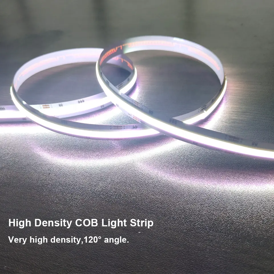 도트 무료 cob 라이트 스트립 1134led 고밀도 led 스트립 24V rgb 색상 실내 및 실외 조명에 대 한 지속적으로 빛