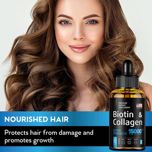 Colágeno de biotina líquida de alta calidad, gotas para el crecimiento del cabello, suplementos de péptidos de colágeno de vitamina B7 para uñas antienvejecimiento de la piel del cabello - Product Image 3