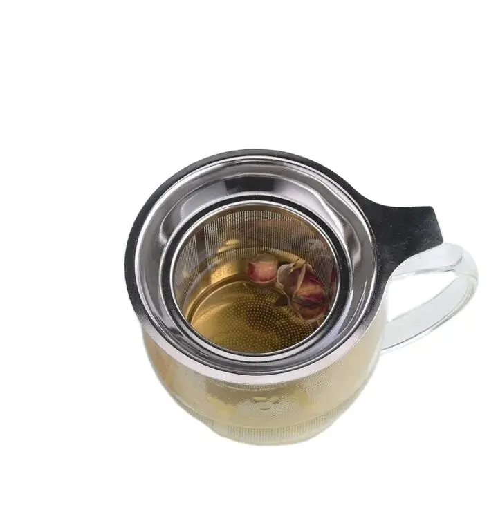 Regalo de plata para esposa, filtro de malla de té de hierbas de hojas sueltas, colador de Infusor de té de acero inoxidable 304, malla fina con asas dobles