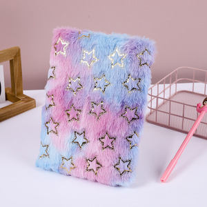 <strong>New</strong> Creative A5 Plush Notebook Colorful Star Printed Leather Journal Student Prize Diary for <strong>Writing</strong> - Product Image 5