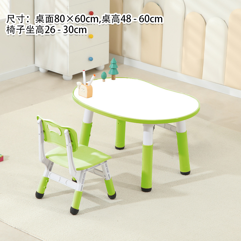 A white slate green table and chair
