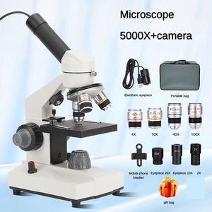 显微镜5000x单目直管，带玻璃载玻片光学显微镜相机 - Product Image 2