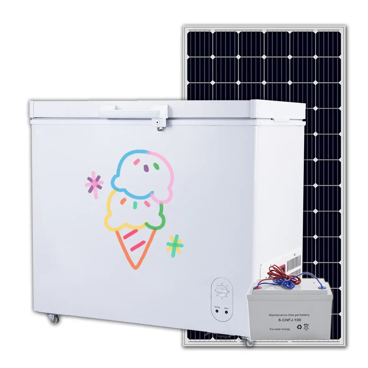 BD/BC -208 refrigerador solar congelador de armazenamento de gelo geladeira congelador com trava