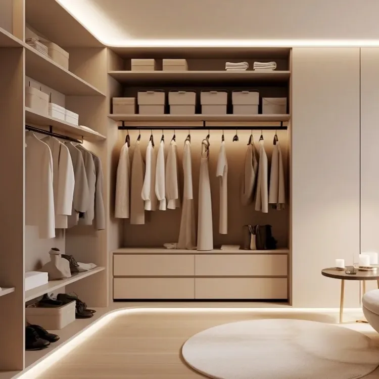 Ropa de lujo personalizada armario de dormitorio moderno Ideas diseño blanco Walk in Closet