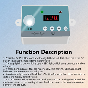 WHT-01 Display <span class=keywords><strong>Digital</strong></span> Inteligente Controlador De Temperatura Totalmente Automático Incubadora Interruptor De Refrigeração De Aquecimento Termostato AC110-220V