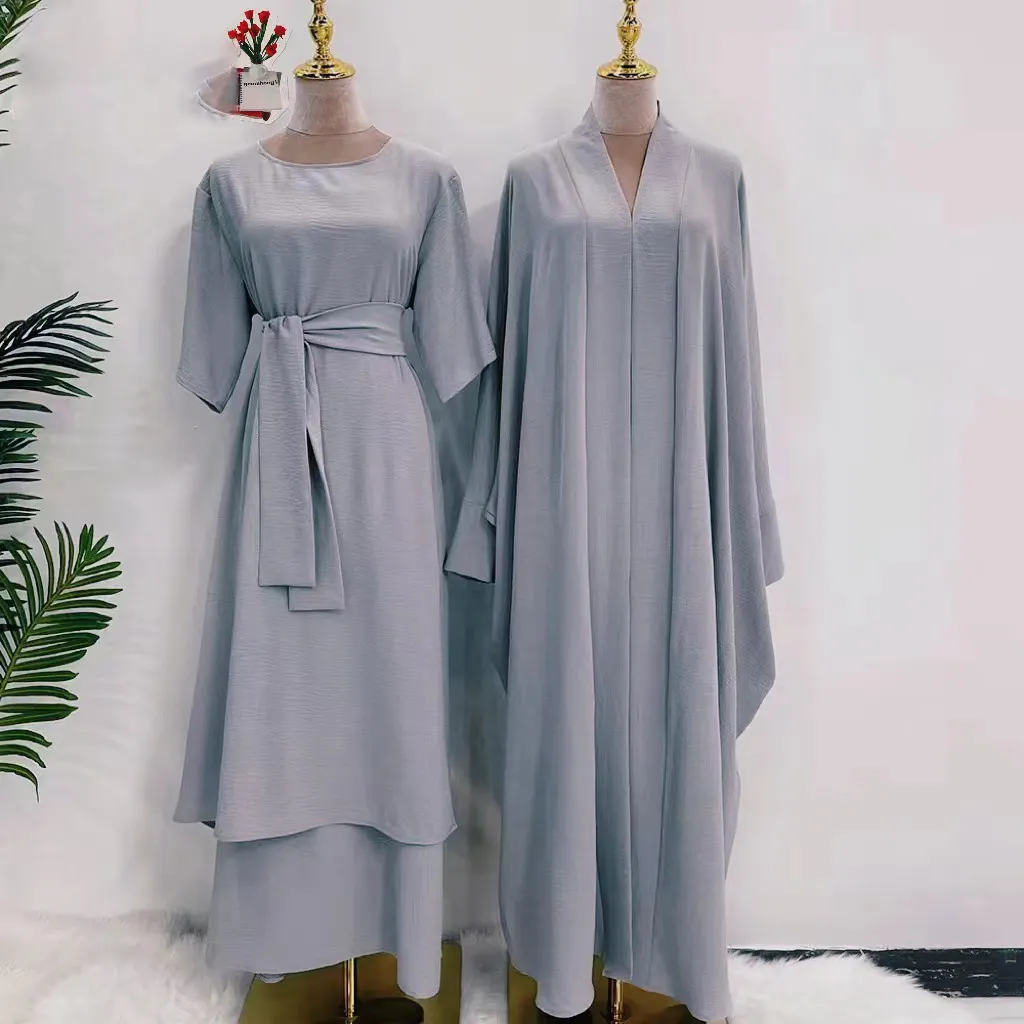 मध्य पूर्व तुर्की दुबई बागे ठोस रंग की पोशाक दो-पीस सूट Abaya