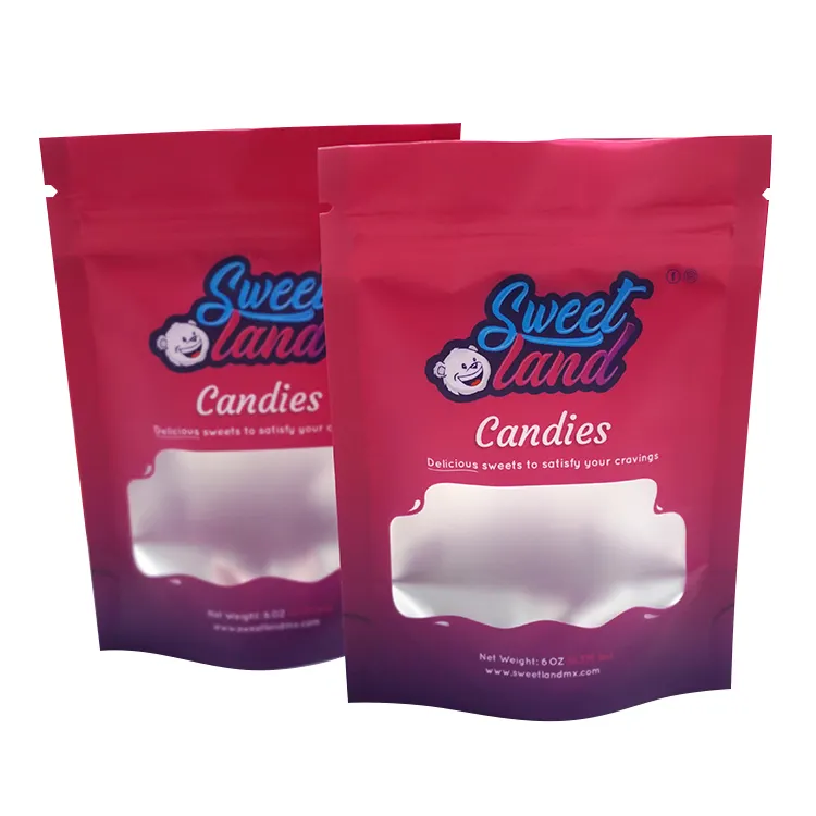 Custom Printed Heat Seal 3.5 7G 1Oz Plastic Candy Zip Lock Smell Proof Stand Up Pouch Packaging Mylar Bags With Window