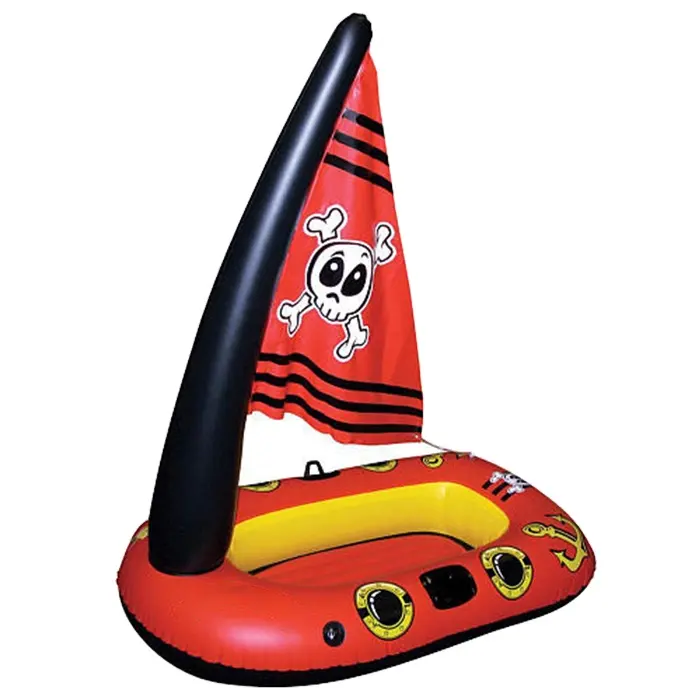 Pvc Opblaasbare Piraat Boot Met Zeil Kids Draagbare Plastic Blow Up Kids Zwembad Float Ligstoel Vlot