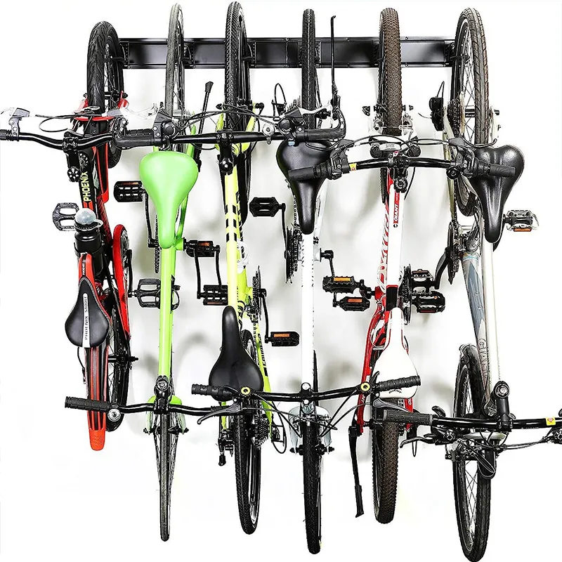 Bike Storage Rack Garage Wall Mount Hanger for 6 Bicycles Storage Hooks Adjustable Home Space Saving