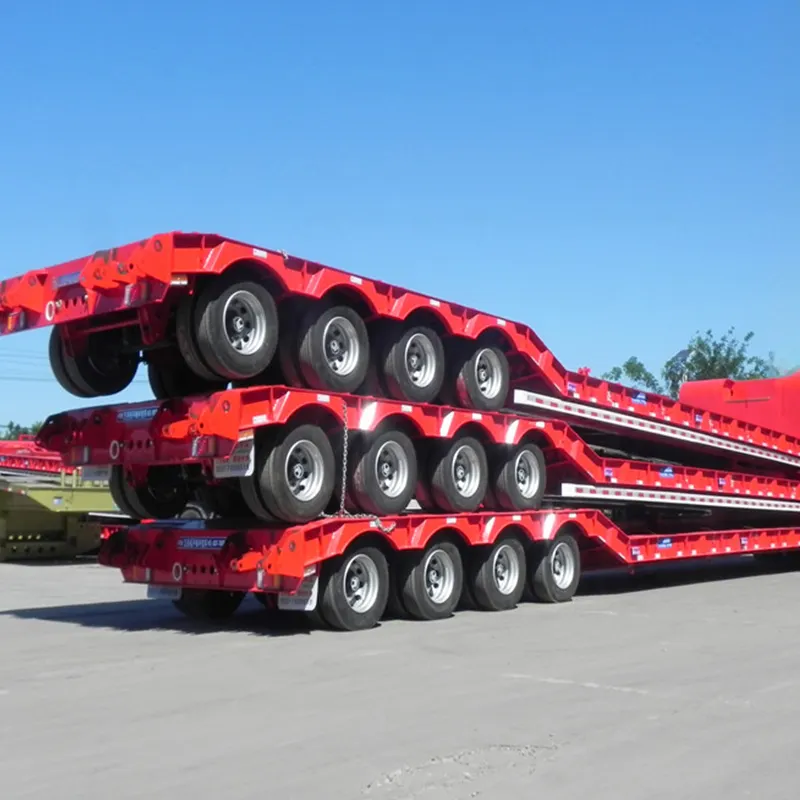 Nouvelles remorques de camion Lowboy d'excavatrice à col de cygne d'occasion 60 tonnes surbaissée semi-remorque