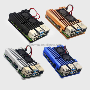 Coque en alliage d'aluminium pour <span class=keywords><strong>Raspberry</strong></span> <span class=keywords><strong>Pi</strong></span> 4B, accessoire à double ventilateur - Product Image 1