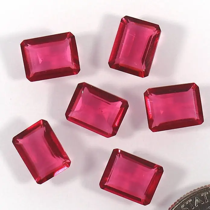 Suelto sintético 5 # Ruby Stone Rectángulo Corte Venta al por mayor Precio de fábrica Rubí de alta calidad