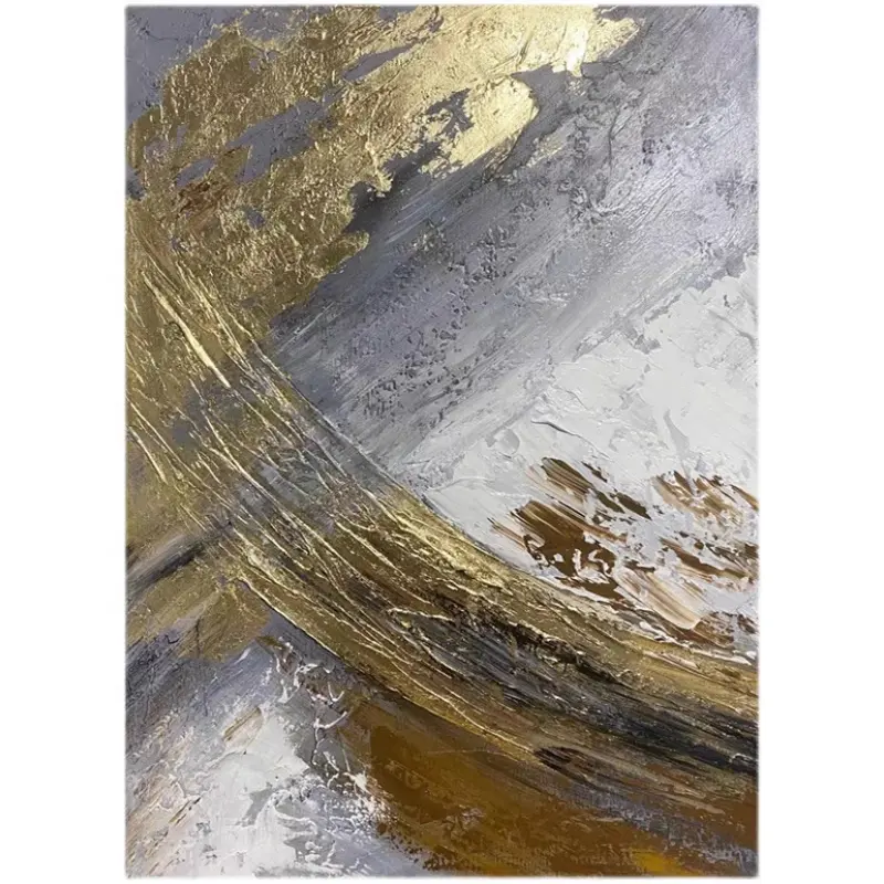 Modern Picture Art Abstract Painting On Canvas Black and White Background Gilt Texture Oil Hand Painted Wall Art For Living Room