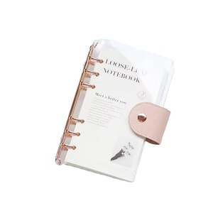 Japanese Style A5/A6/B6 Ruled Paper Notebook Clear PVC Cover Rose Gold <strong>6</strong>-Hole Fancy Stationery with <strong>Hardcover</strong> Loose-leaf Refill - Product Image 1