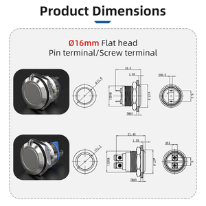 Mini 16mm Round Head <strong>Push</strong> <strong>Button</strong> <strong>Switch</strong> High Mounting Holes Waterproof Normal Open <strong>Function</strong> Brass Material Metal Series - Product Image 5