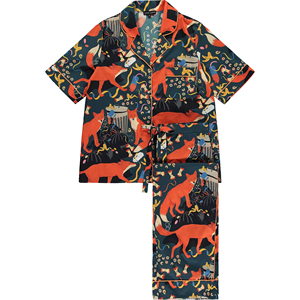 Custom Dames 2 Stuks Bedrukte Korte <span class=keywords><strong>Lounge</strong></span> Wear Sets Pj Set Satijnen Pyjama Dames Nachtkleding Loungewear Set Voor Dames - Product Image 3