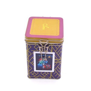 精致的新设计的中国工厂直接方形密封金属茶罐与金属线串 - Product Image 5