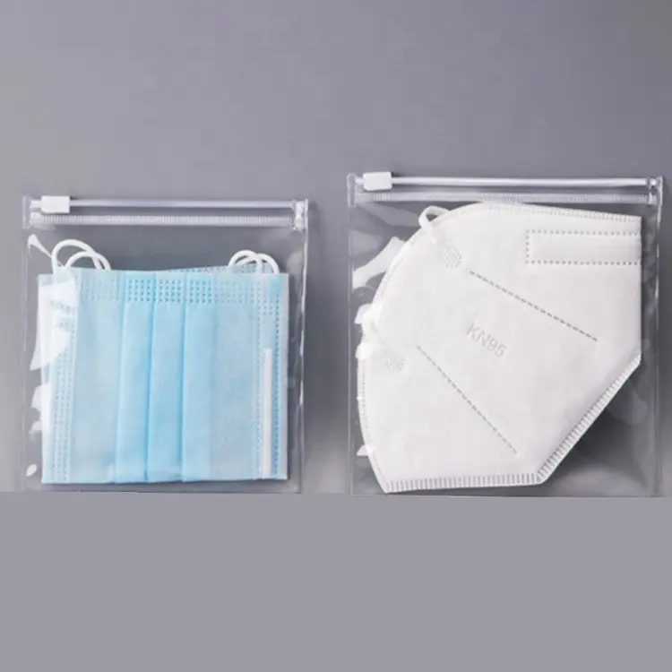 Personalized Reusable PVC Mask Storage Bag Resealable Ziplock Mask Packaging Bag Portable Clear Waterproof Mask Pouch