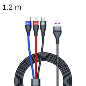 สายดาต้าชาร์จเร็วพิเศษแบบสามในตัวเดียวสำหรับ Apple Huawei Mi 5A PD iPhone USB ประเภทสำหรับการใช้หูฟัง - Product Image 6