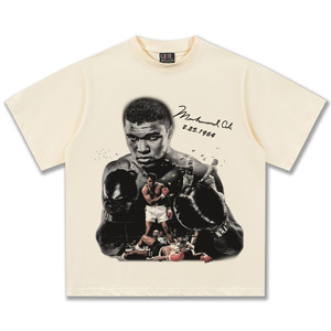 Ali için 2025 ilkbahar yaz yıkanmış sıkıntılı kısa kollu T-Shirt amerikan ağır doğrudan sprey baskı küçük boyun çizgisi gevşek - Product Image 6