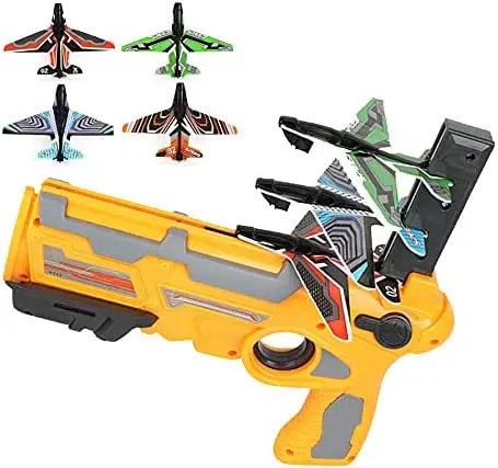 Airplane Toy Bubble Catapult Plane Toy Foam Kids One-Click Ejection Model Gun Shooting Game Glider Airplane Launcher