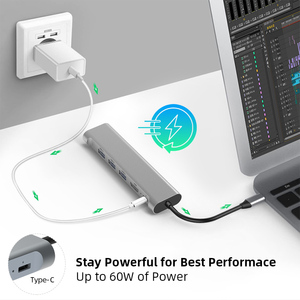 High Speed USB <strong>Hub</strong> 3.0 Type C 6 In14k hd Mi,5Gbps 60W PD Charge 1Gbps RJ45 Ethernet Laptop Docking Station for macbook Laptop Pc - Product Image 6