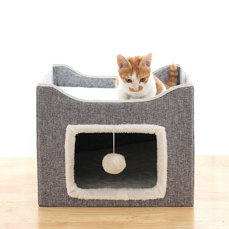 Cuadrado nido de gato cerrado gris