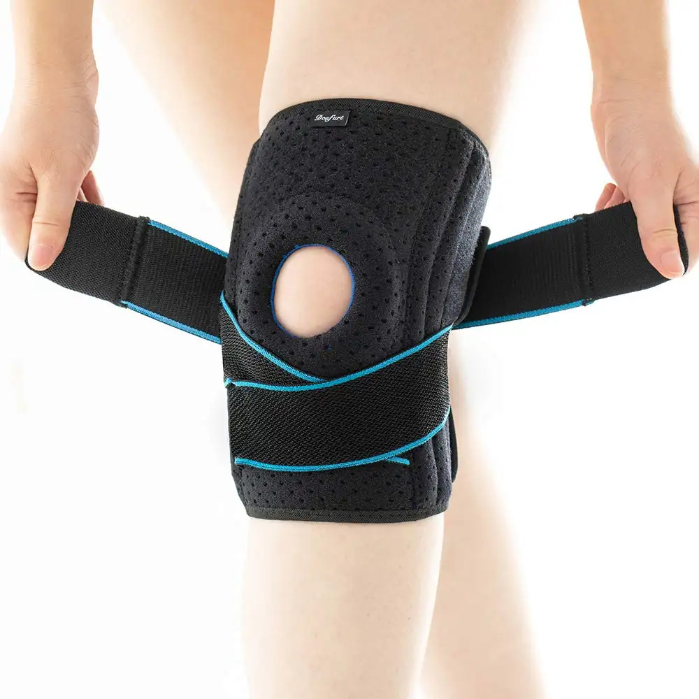 PAIDES Sports Knitted Silicone Pad Compression Basketball Knee Sleeve Pads Silica Gel 4 Springs Stabilizer Knee Support