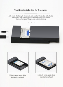 Shenzhen Factory 3.5 Inch USB3.0 Plastic External Case Support 2.5&amp; 3.5 Inch Combo 2 in <strong>1</strong> <strong>Enclosure</strong>