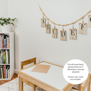 Cadena de cuentas de madera de estilo moderno para colgar fotos Clip de cadena de cuentas para decoración del hogar Almacenamiento de fotos - Product Image 4