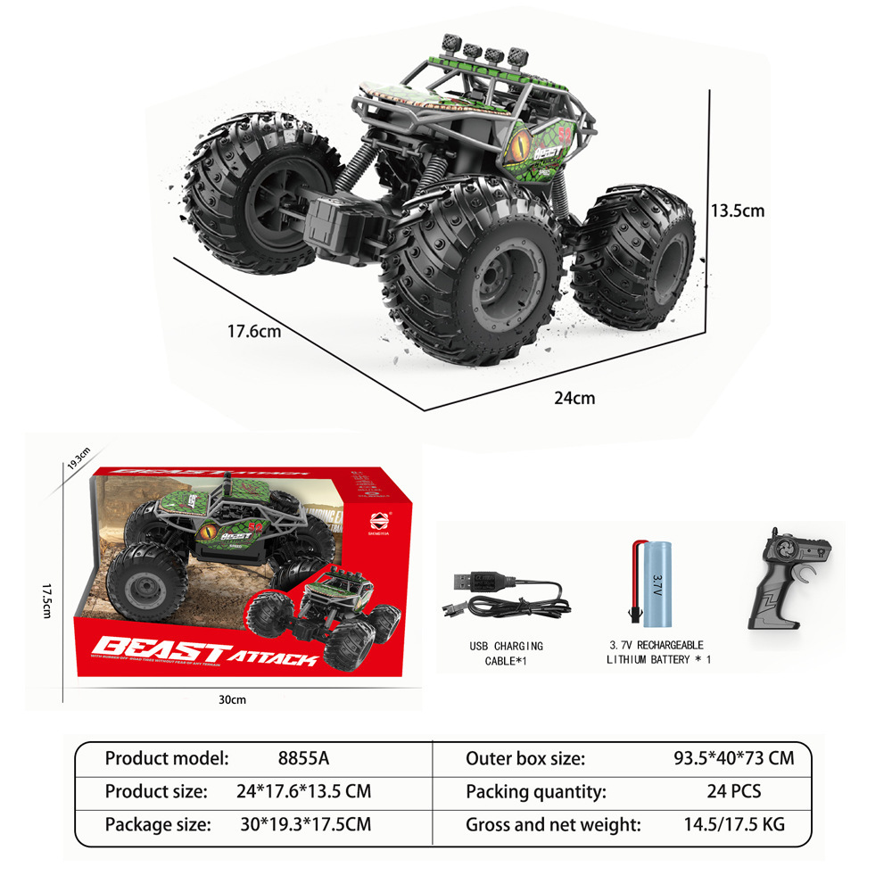 8855A Oruga Bigfoot de cuatro vías - Verde