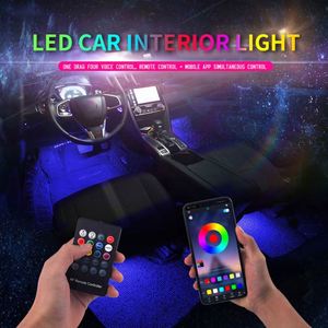 4pcs Auto <strong>LED</strong> RGB Interior Atmosphere Strip Light With USB Wireless Music Control Multiple Modes Decorative Lamp for the Car - Product Image 3