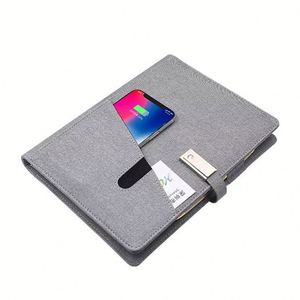 Custom grande capacità di ricarica Wireless Power Bank Usb Flash drive A5 PU Notebook - Product Image 2