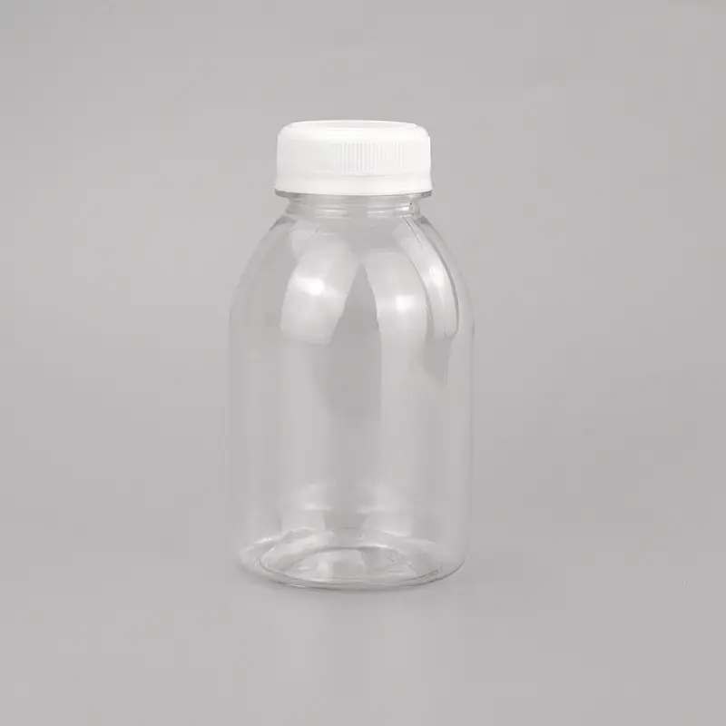 Wholesale custom disposable 8.33oz plastic plastic juice bottles with cap