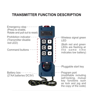 GOTI GT-LD06 interruttori di controllo remoto paranco elettrico trattore cingolato Radio 6 tasti a doppia velocità per gru - Product Image 3