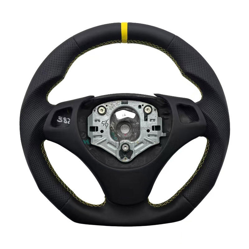 without hole with trim+perforated Smooth leather+yellow stripe