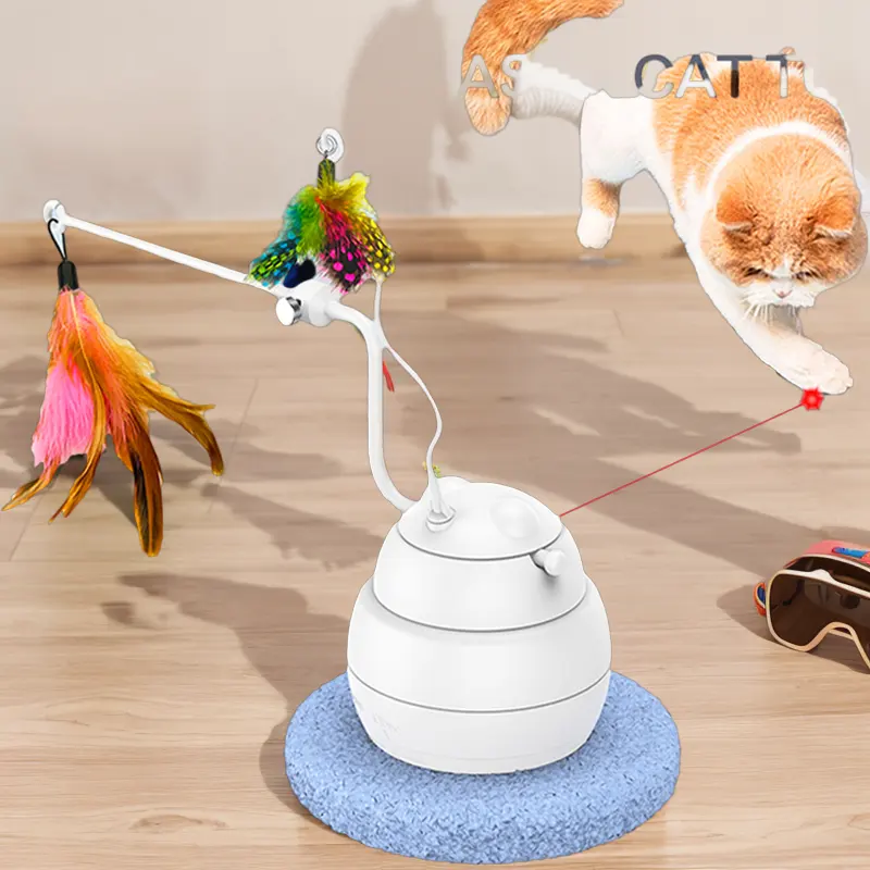 Das beste 4-in-1-Katzenspielzeugset Automatische Feder unter der Abdeckung Katzen lasers pielzeug für Innen katzen