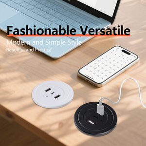 Toma de corriente de carga de teléfono móvil USB tipo C de 45mm diseño redondo de escritorio Mini 2 cargador de muebles Usb con adaptador DE LA UE para sofá - Product Image 5